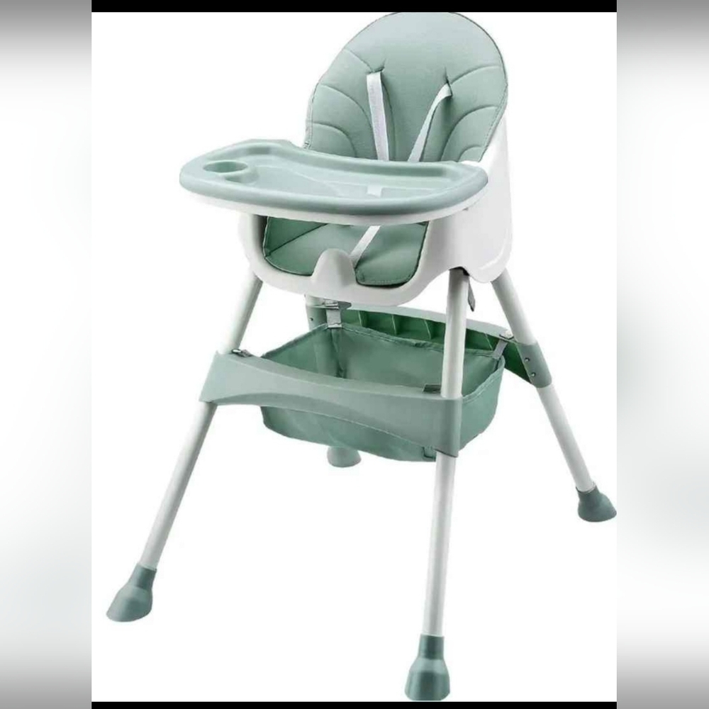 Brand New Stylish 3 In 1 Green and White Leather Baby High Chair